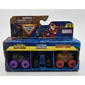 Monster Jam Marvel Mini Series 1 Black Panther Captain‎ America Iron Man Trucks